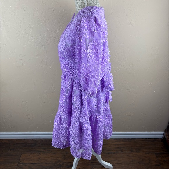 Eloquii Purple Lilac Floral Short Dress Textured Women’s size 16 Coquette - Picture 10 of 16